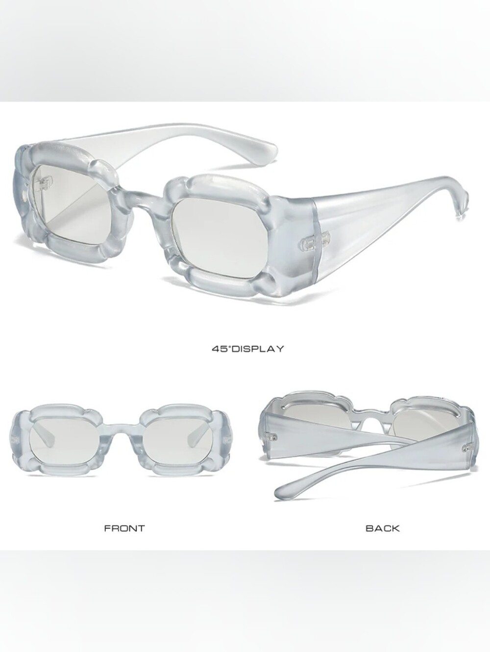 Retro Y2K, Silver square shaped, tinted sunglasses,NEW